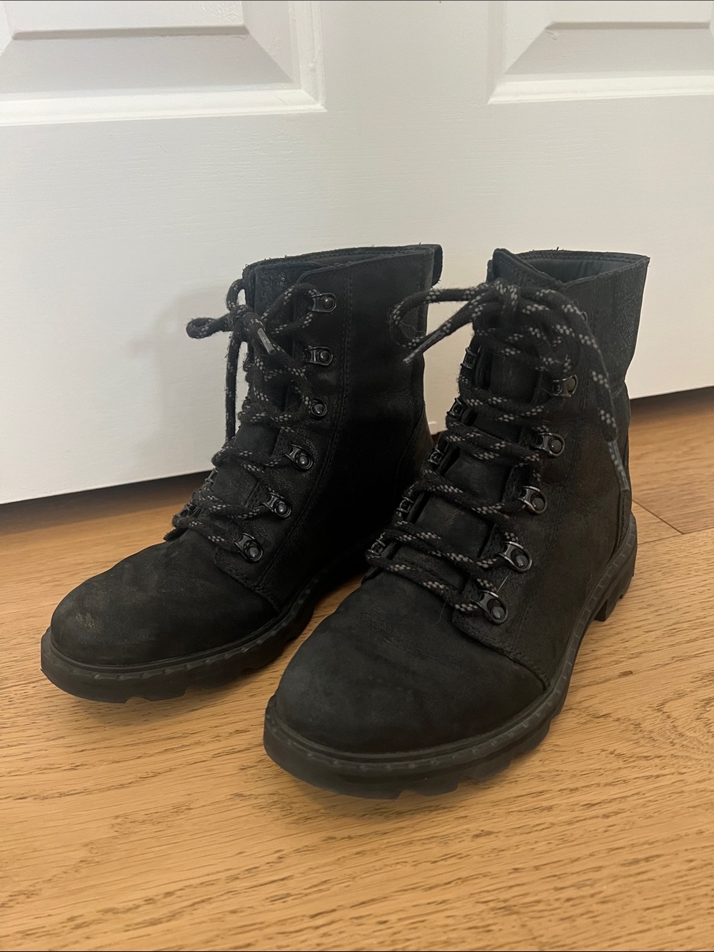 Sorel Black Lace-Up Hiking-Inspired Suede Boots